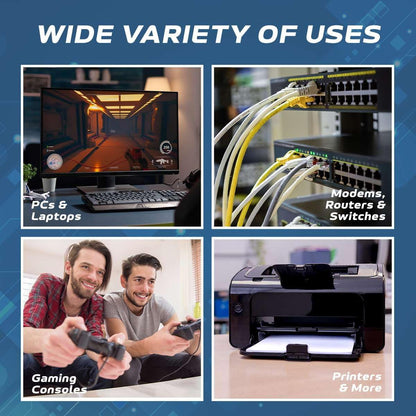 Cat5E 75FT Network Ethernet Patch Cable, 350Mhz Internet Wire, Backwards Compatible with Cat5, for PC, Modem, Router, Consoles for Home and Office, Black