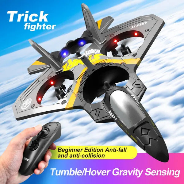 4DRC V17 RC Airplane – 2.4GHz 6‑Channel EPP Remote Control Plane with 4 Motors, Stunt Rolls & LED Lights