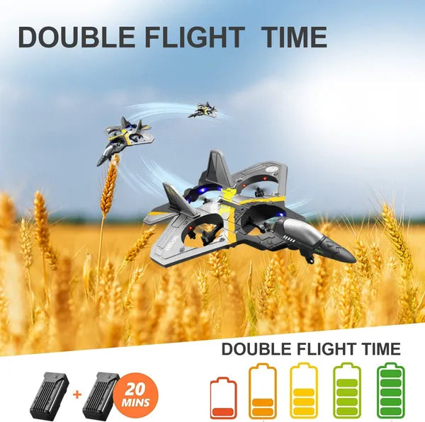 4DRC V17 RC Airplane – 2.4GHz 6‑Channel EPP Remote Control Plane with 4 Motors, Stunt Rolls & LED Lights