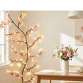 Cherry Blossom LED Vine Branch Lights for Wall – 8 Modes, Remote Control, USB Powered