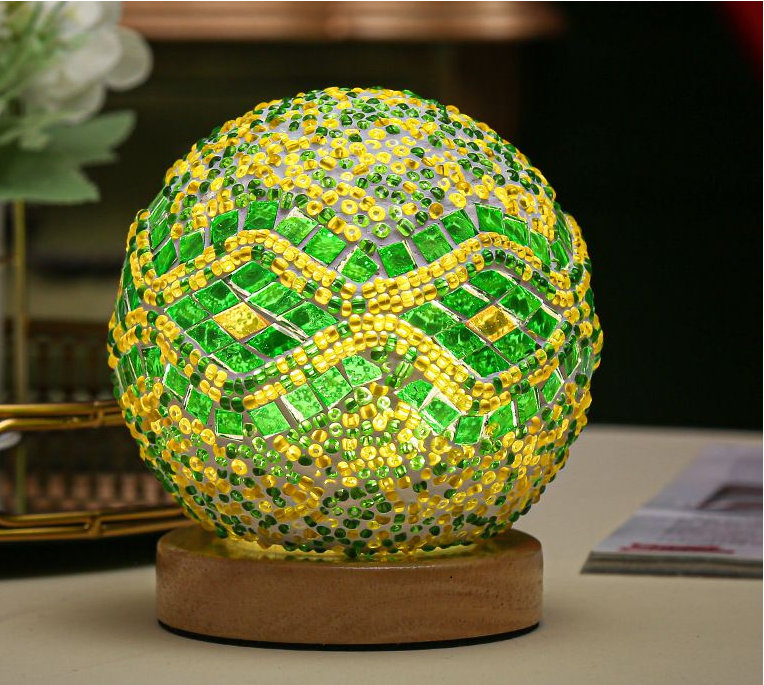 Bohemian Mosaic Globe Night Light – RGB Color Changing LED Table Lamp with Remote & USB Charging