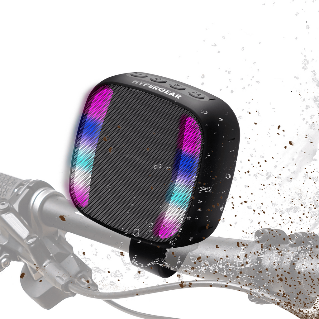 HyperGear Spin Cycle LED Wireless Bike Speaker – IPX4 Splashproof, Handlebar Mount