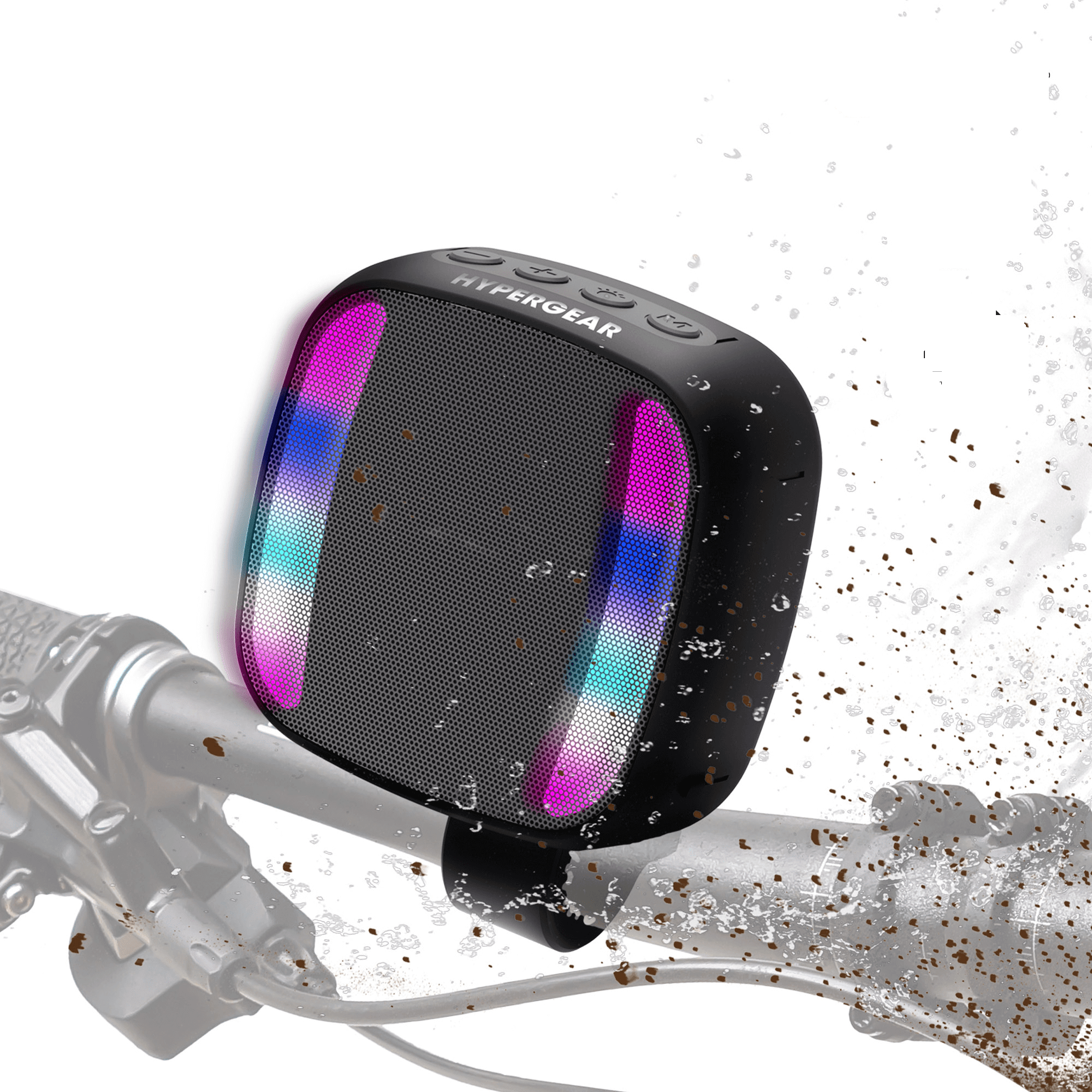 HyperGear Spin Cycle LED Wireless Bike Speaker – IPX4 Splashproof, Handlebar Mount