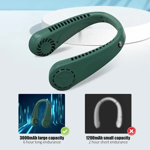 Bladeless Neck Fan with Screen Display, 5 Speeds & USB-Powered Cooling