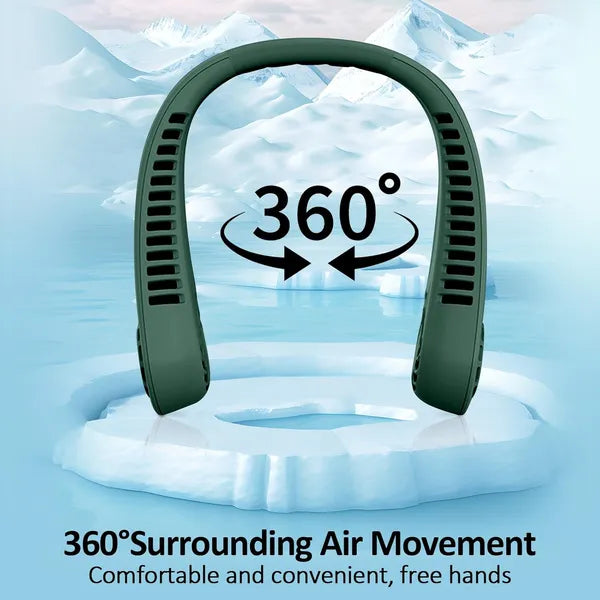 Bladeless Neck Fan with Screen Display, 5 Speeds & USB-Powered Cooling
