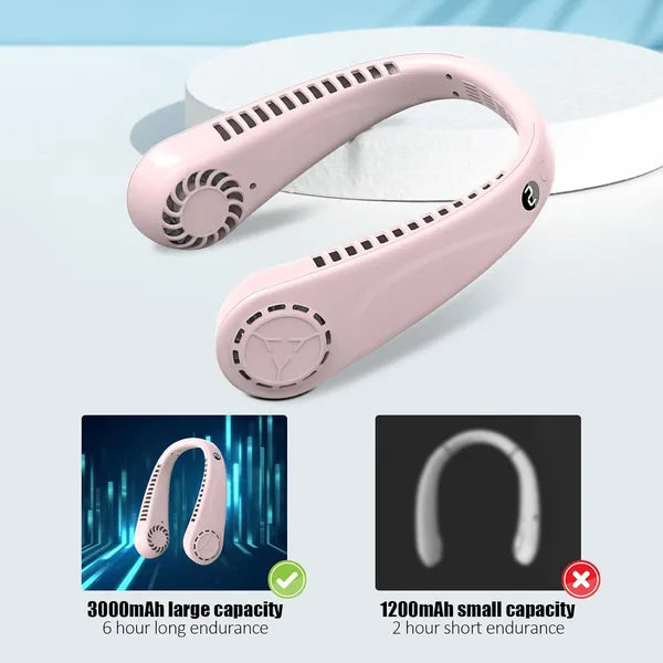 Bladeless Neck Fan with Screen Display, 5 Speeds & USB-Powered Cooling