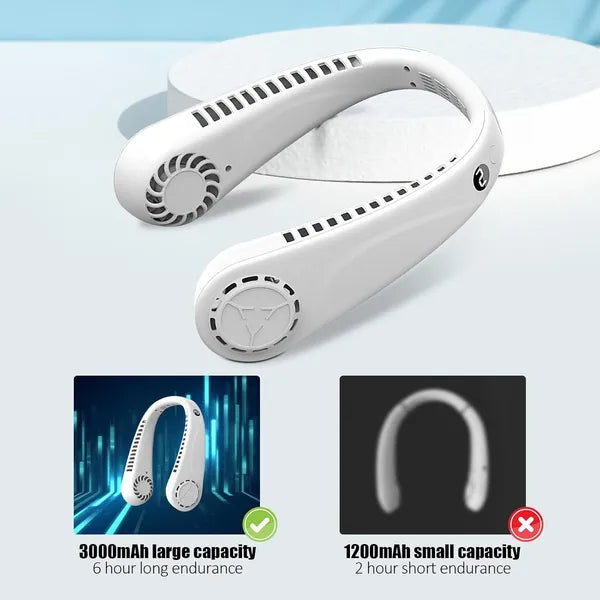 Bladeless Neck Fan with Screen Display, 5 Speeds & USB-Powered Cooling