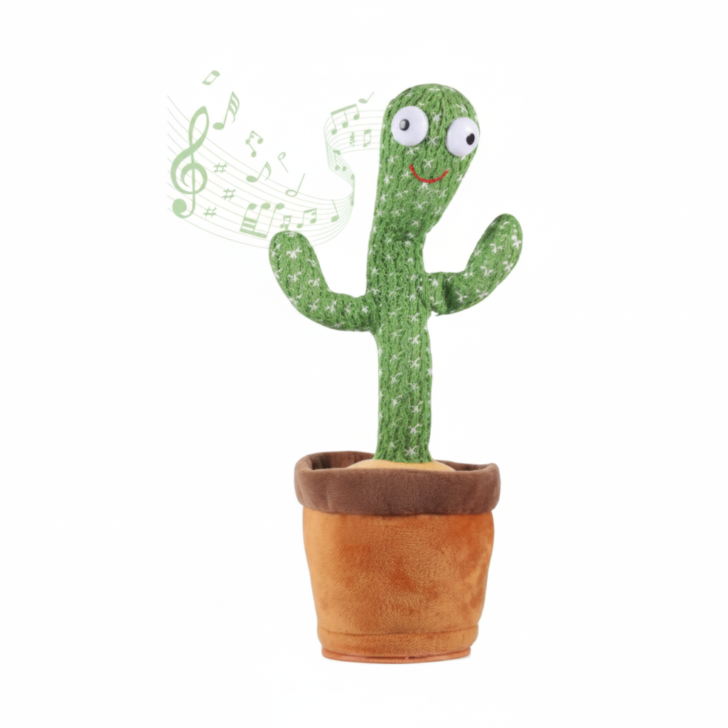Dancing Cactus with Music Notes