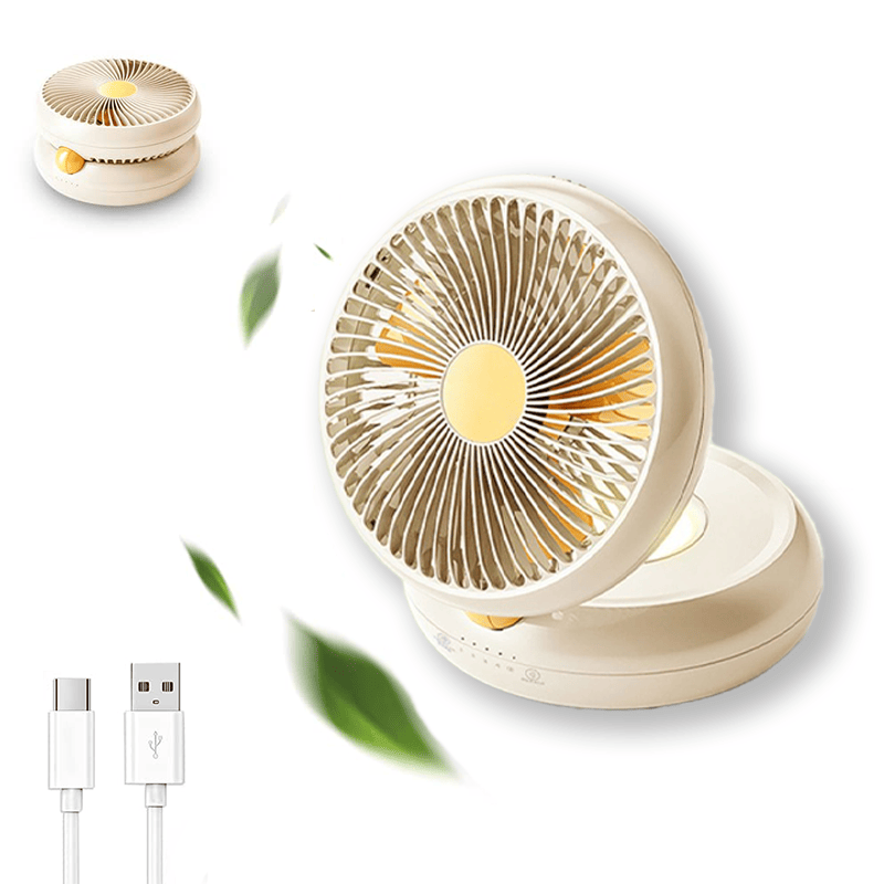 portable fan with USB‑C charging port for fast and universal charging