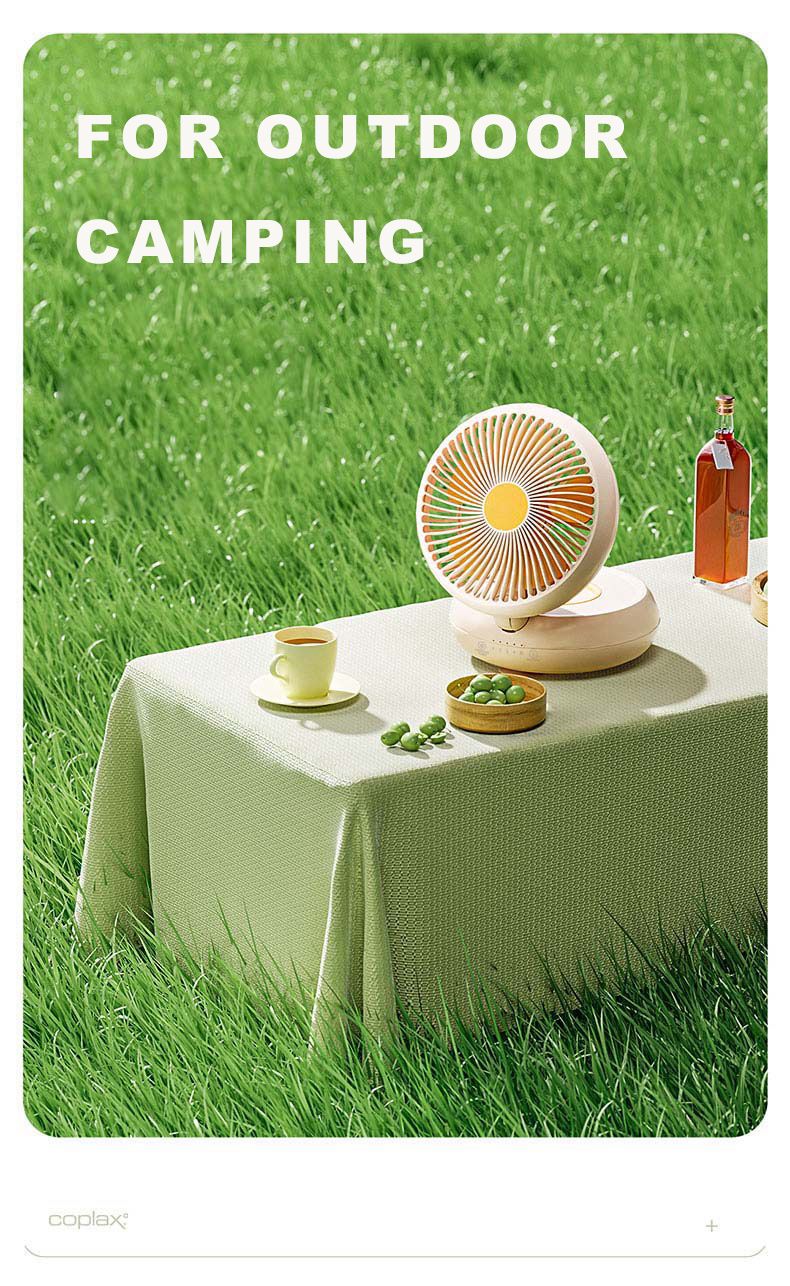 compact foldable fan designed for travel camping and outdoor use