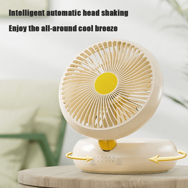 portable table fan with automatic oscillation and adjustable speed settings