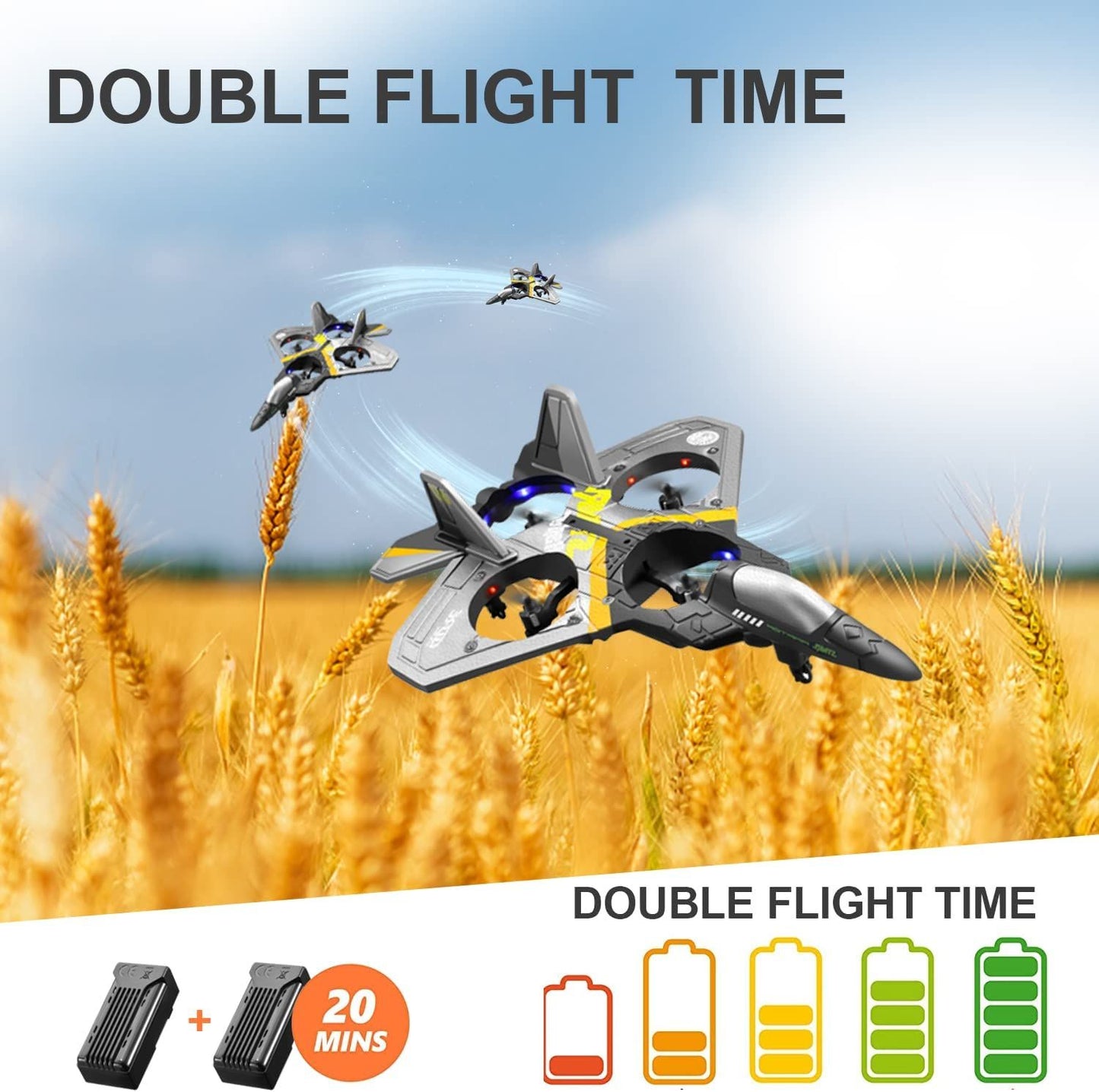 4DRC V17 RC plane with two modular rechargeable batteries