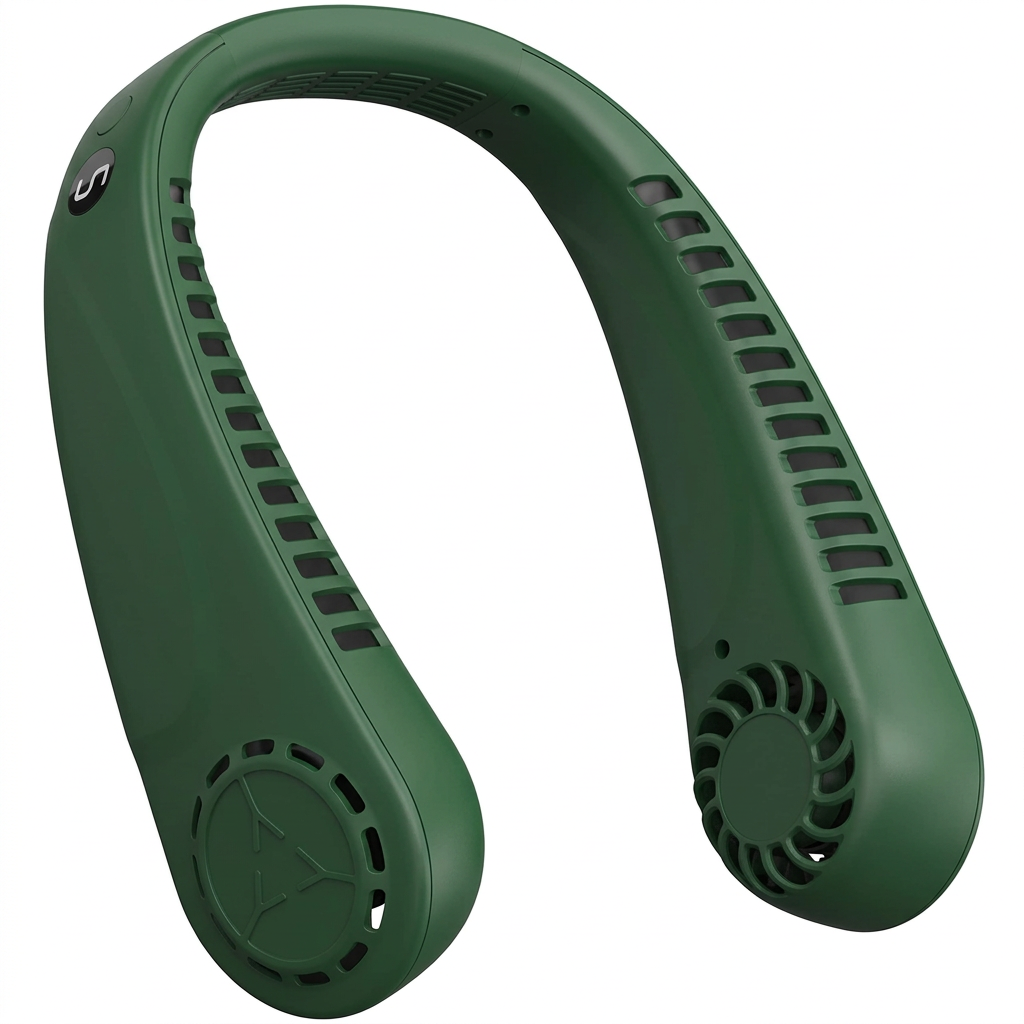 Hunter-green neck fan mockup