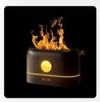 3D Flame Aromatherapy Humidifier – 250ml Silent Cool Mist Essential Oil Diffuser with Flame Night Light (Black/White)